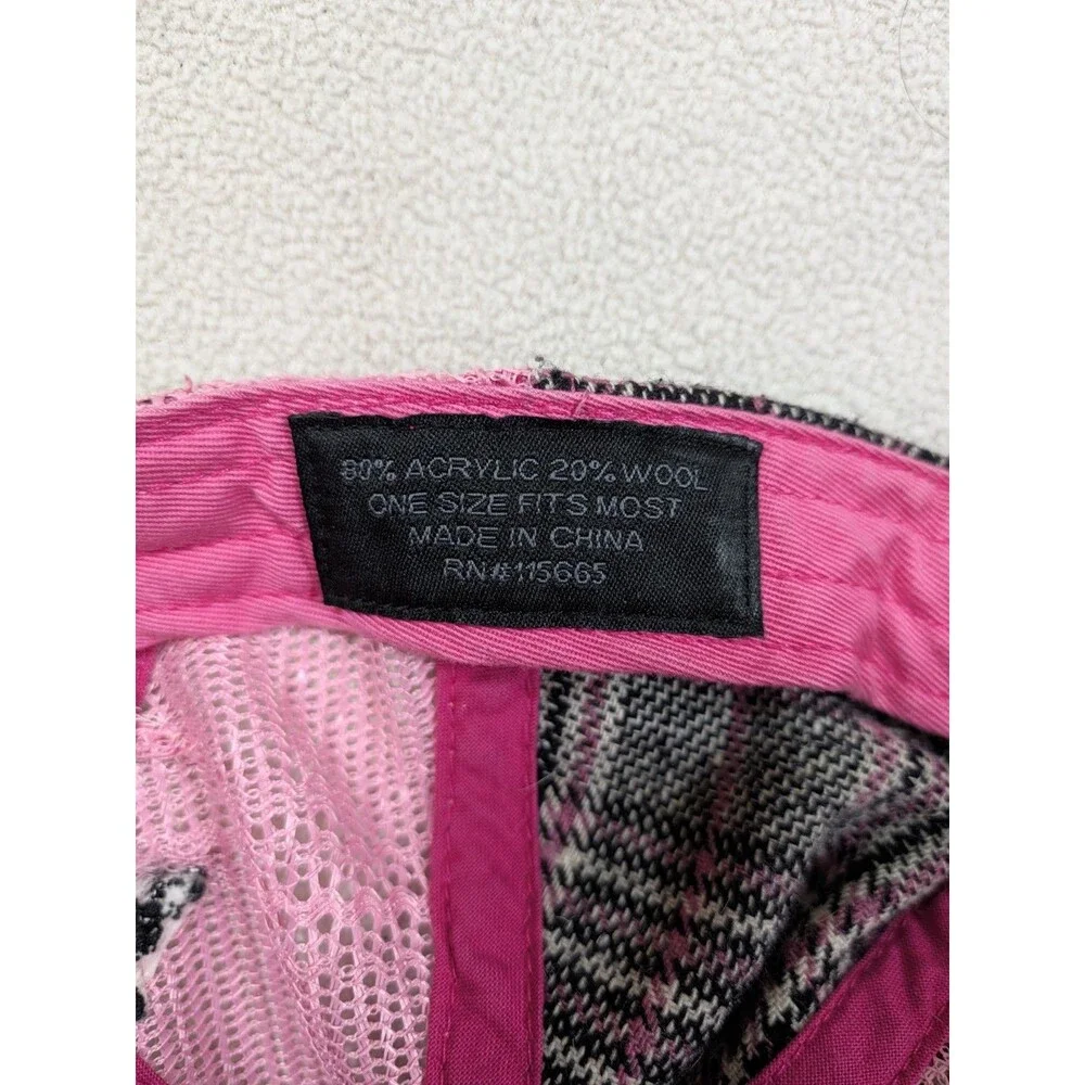 Vintage Retro Y2K Playboy Bunny Newsboy Pink Plaid Mesh Back Snapback Hat